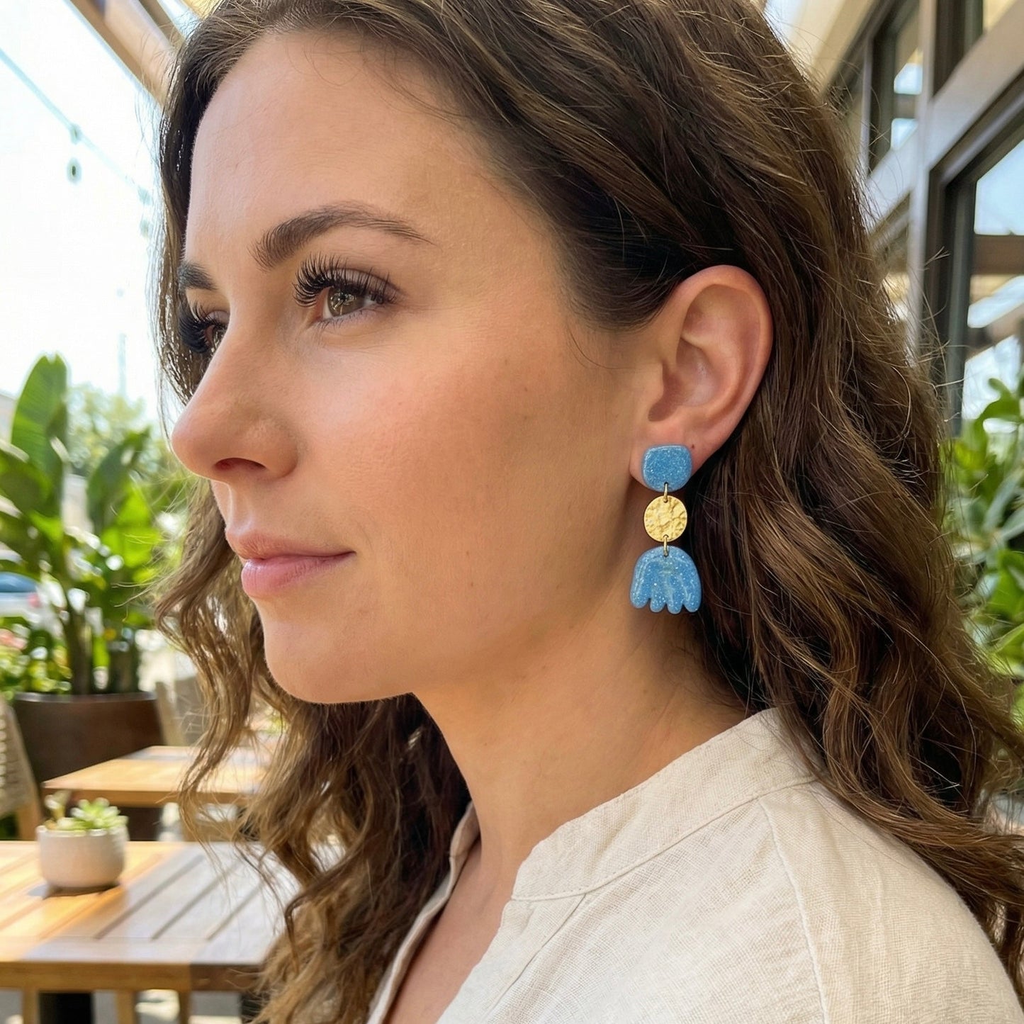 Hammered Brass & Turquoise Drops