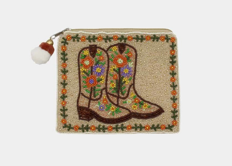 Boots with Garden Beaded Coin Pouch
