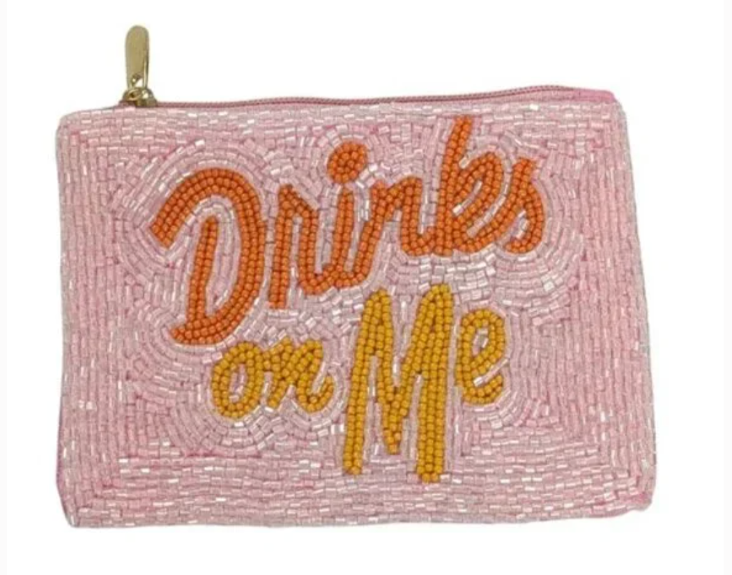 Drinks On Me Beaded Coin Pouch
