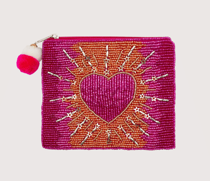 Shining Heart Beaded Coin Pouch