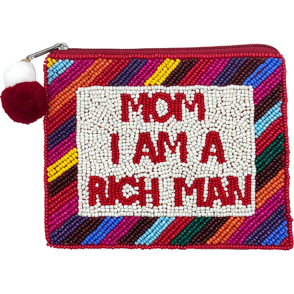 Mom I Am A Rich Man Beaded Coin Pouch
