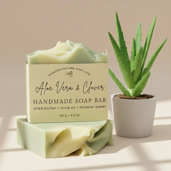 Aloe Vera Clover Handmade Soap Bar VEGAN COLD PROCESS