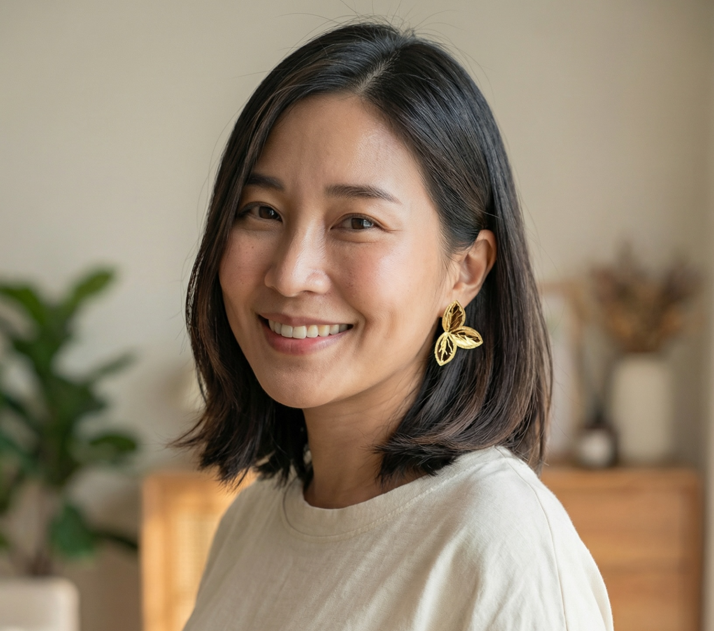 18K Gold Filled Flower Leaf Studs