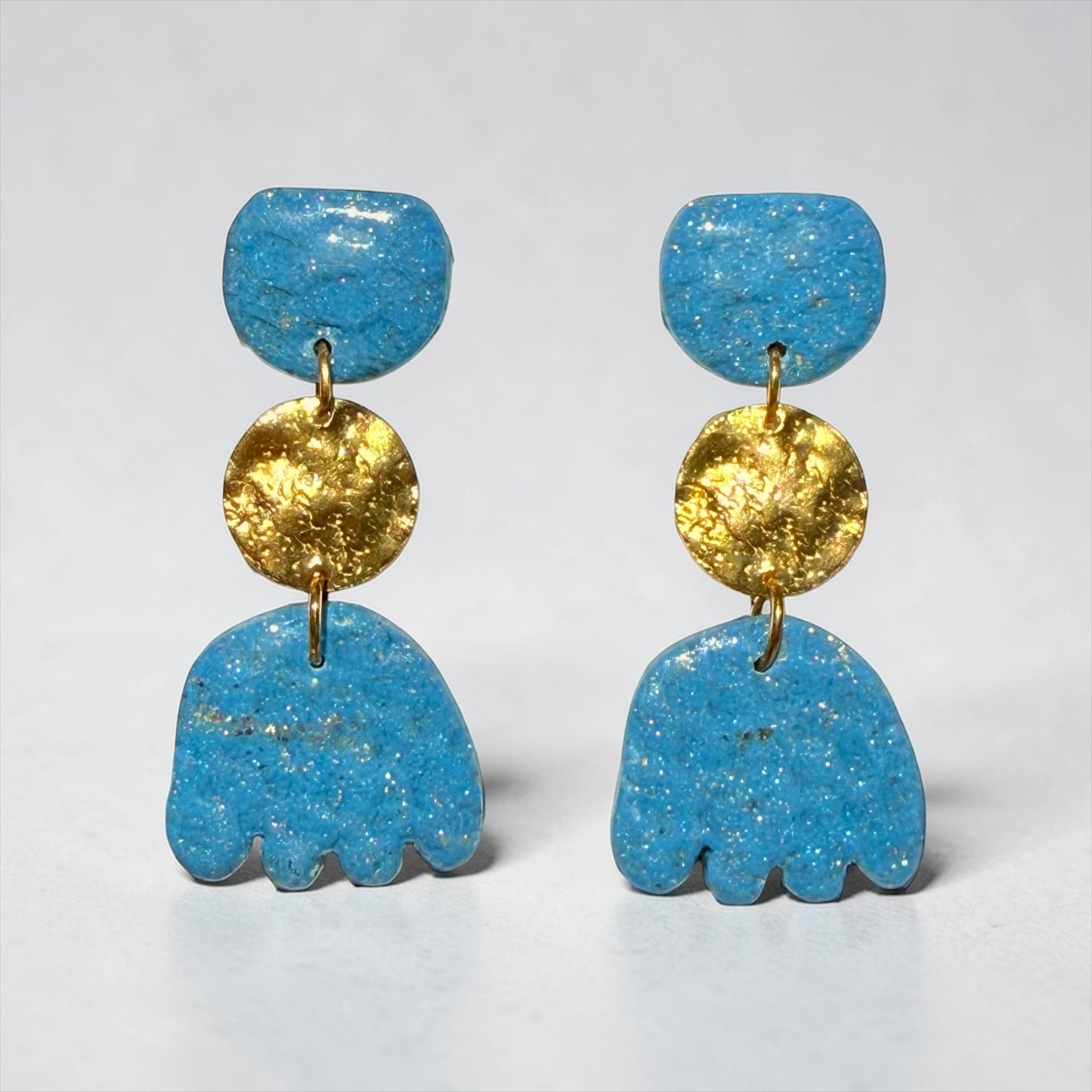 Hammered Brass & Turquoise Drops