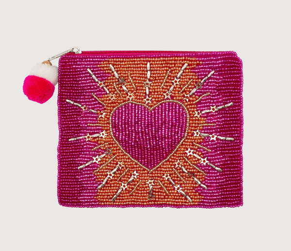 Shining Heart Beaded Coin Pouch