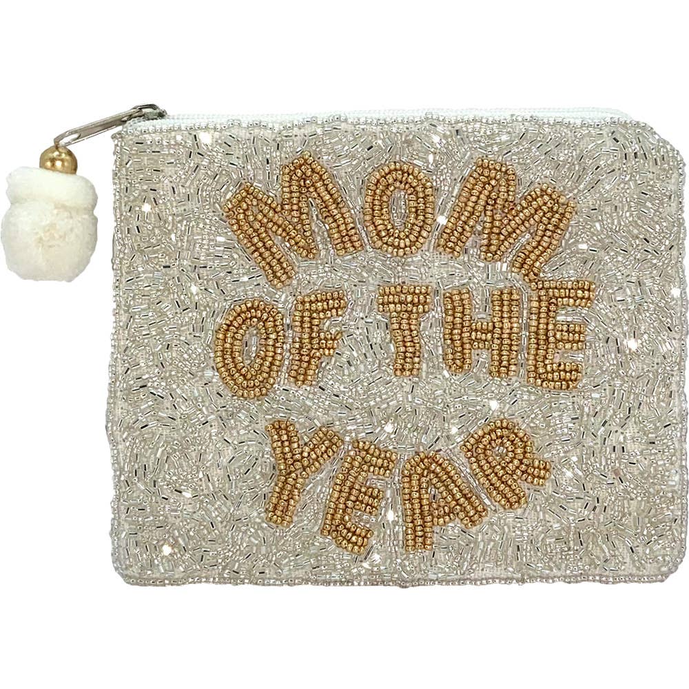 Mom of the Year Beaded Coin Pouch